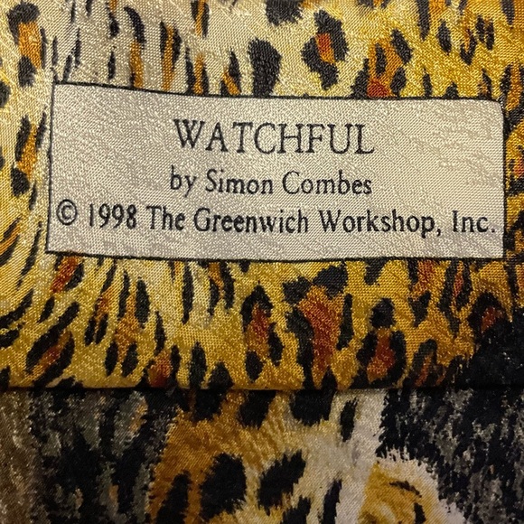 Watchful By Simon Combes Mens Cheetah 100% Silk Tie 1988 The Greenwich Workshoo - Picture 3 of 5